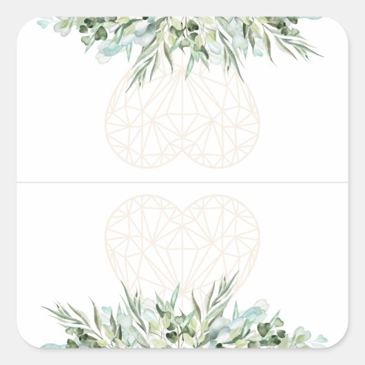 Hochzeitselegante Heart Foliage Divider Tabs Quadratischer Aufkleber (Vorderseite)