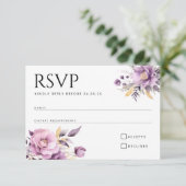 Hochzeitselegante lila Blume UAWG RSVP Karte (Stehend Vorderseite)