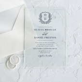 Hochzeitselegante Mongram des Blue Floral Wappen Acryleinladungen