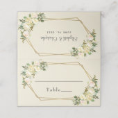 Hochzeitselegante Rose Blumengoldrahmen Platzkarte (Außenseite Aufgefaltet)