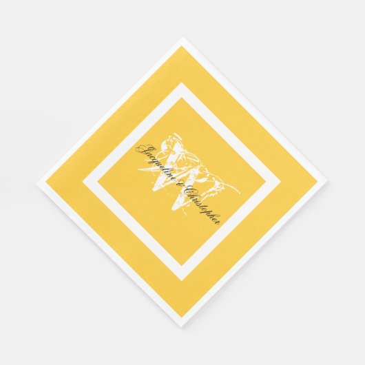 Hochzeitselegantes Monogramm-Script-Chic-Gelbes Pa Serviette (Ecke)
