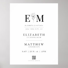 Hochzeitseleganz - Moderner QR-Code willkommen Poster