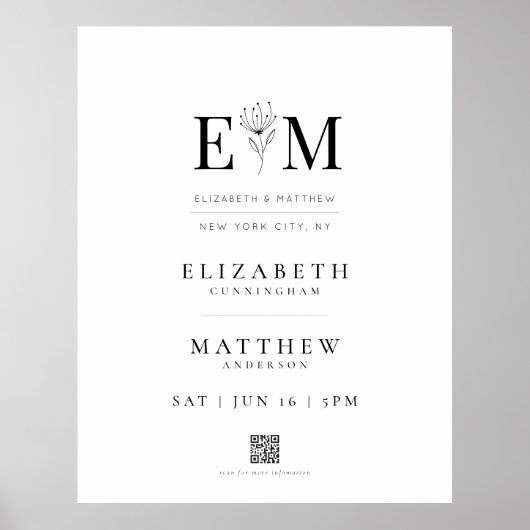 Hochzeitseleganz - Moderner QR-Code willkommen Poster (Vorne)