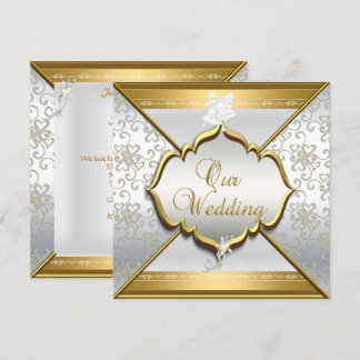 Hochzeitseleganz Weißes Silber Gold Einladung