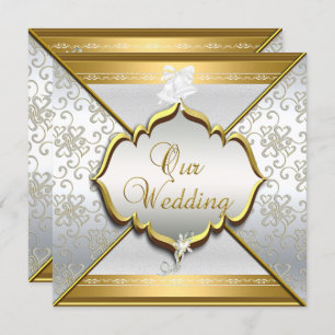 Hochzeitseleganz Weißes Silber Gold Einladung