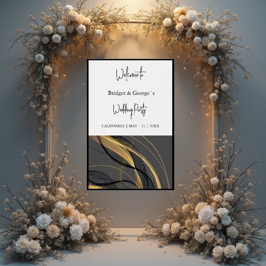 Hochzeitsempfang abstrakt schwarz & mattiert acrylschild