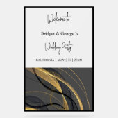 Hochzeitsempfang abstrakt schwarz & mattiert acrylschild (Vorderseite)