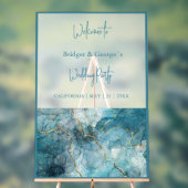 Hochzeitsempfang abstrakter aquamariner Marmor mat Acrylschild (Neutral)