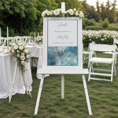 Hochzeitsempfang abstrakter aquamariner Marmor mat Acrylschild