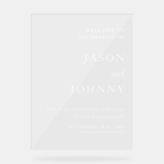 Hochzeitsempfang Acrylschild (Vorderseite)