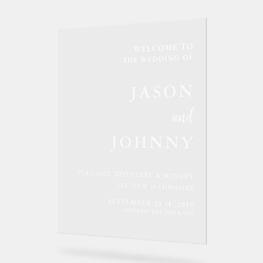 Hochzeitsempfang Acrylschild (Winkel)