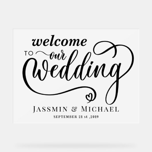 Hochzeitsempfang Acrylschild (Vorderseite)