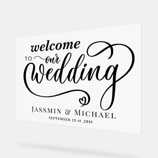 Hochzeitsempfang Acrylschild (Winkel)