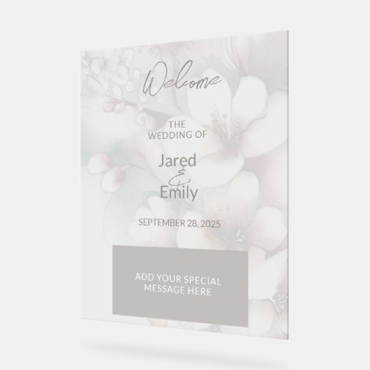 Hochzeitsempfang Acrylschild (Winkel)