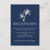 Hochzeitsempfang am Blue Tropical Palm Tree Begleitkarte (Vorderseite)