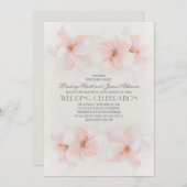 Hochzeitsempfang am Strand mit rosa Blume Einladung (Vorne/Hinten)