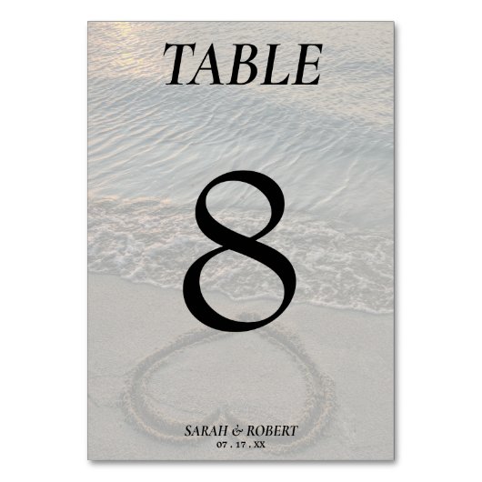 Hochzeitsempfang am Strand - Sandstrand Tischnummer (Vorderseite)
