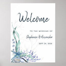 Hochzeitsempfang am Strand von Watercolor Poster