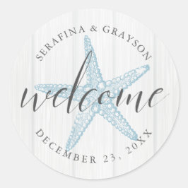 Hochzeitsempfang am Vintagen Strand des Tropical Runder Aufkleber