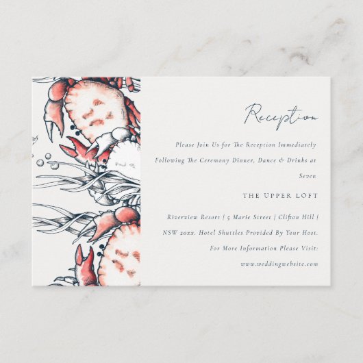 Hochzeitsempfang an der Küste der Roten Marine Begleitkarte (Vorderseite)