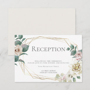 Hochzeitsempfang   Aquarellblütenrot Elfenbein Einladung