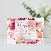 Hochzeitsempfang auf dem Burgundy-Platz Einladung (Stehend Vorderseite)