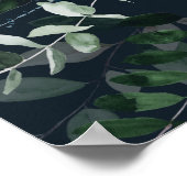 Hochzeitsempfang auf einer Navy Black Leafy Tropic Poster (Ecke)