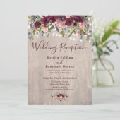 Hochzeitsempfang aus rustikalem Holz Einladung (Stehend Vorderseite)