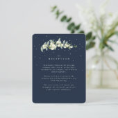 Hochzeitsempfang bei Navy Snowberry+Eucalyptus Ste Begleitkarte (Stehend Vorderseite)