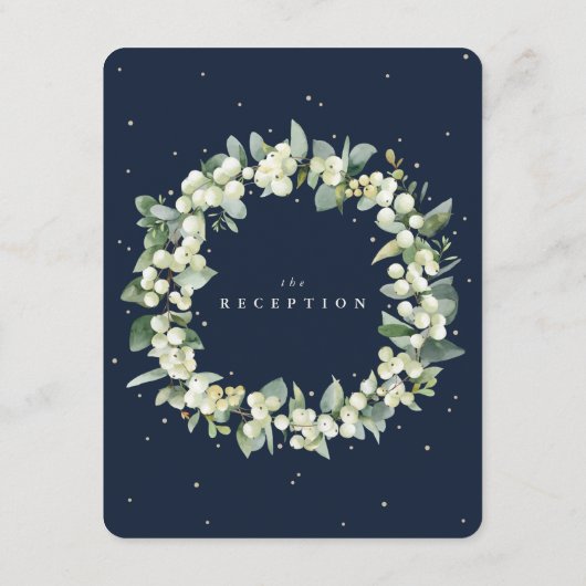 Hochzeitsempfang bei Navy Snowberry+Eucalyptus Ste Begleitkarte (Rückseite)