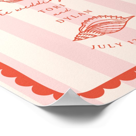 Hochzeitsempfang bei Seashells Scalloped Border St Poster (Ecke)