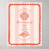 Hochzeitsempfang bei Seashells Scalloped Border St Poster (Vorne)