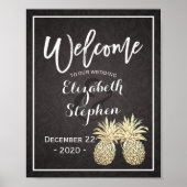 Hochzeitsempfang Black Gold Ananas Couple Poster (Vorne)