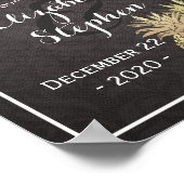 Hochzeitsempfang Black Gold Ananas Couple Poster (Ecke)