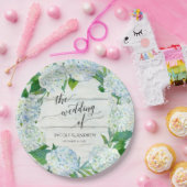 Hochzeitsempfang Blaues Weiß Hydrangea Wreath Wood Pappteller (Party)