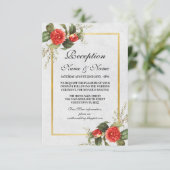 Hochzeitsempfang Blume Rotes Gold Weihnachten Begleitkarte (Stehend Vorderseite)