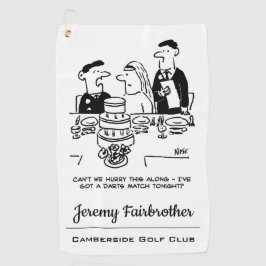 Hochzeitsempfang Bräutigam hat ein Darts Match Golfhandtuch