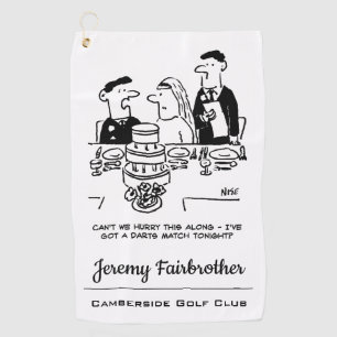 Hochzeitsempfang Bräutigam hat ein Darts Match Golfhandtuch