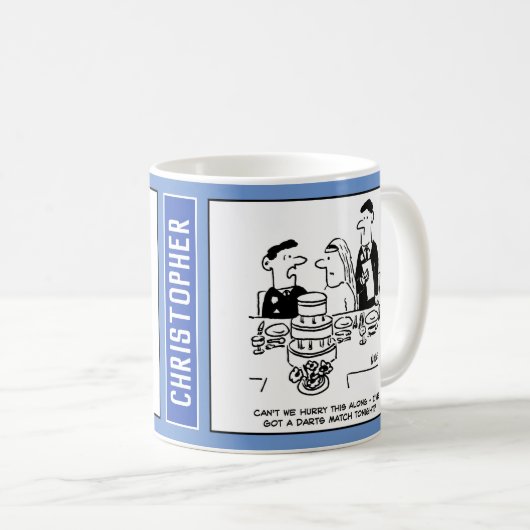 Hochzeitsempfang Bräutigam hat ein Darts Match Kaffeetasse (VorderseiteRechts)