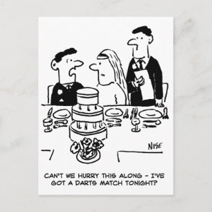 Hochzeitsempfang Bräutigam hat ein Darts Match Postkarte