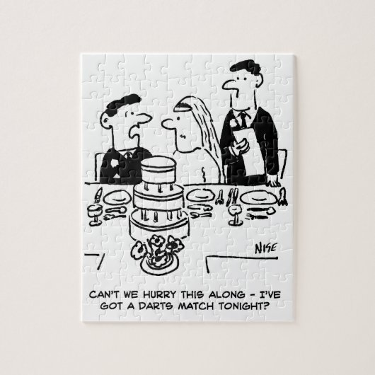 Hochzeitsempfang Bräutigam hat ein Darts Match Puzzle (Vertikal)