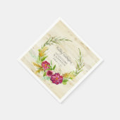 Hochzeitsempfang Burgundy Wreath Rustikales Land Serviette (Ecke)