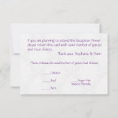 Hochzeitsempfang Butterfly Brocade Lila RSVP Karte (Rückseite)