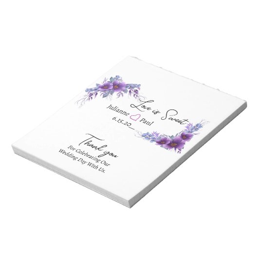 Hochzeitsempfang Candy Bar Wrapper Gastgeschenk Notizblock (Rotiert)