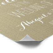 Hochzeitsempfang Custom Sign Burlap Spring Bloral Poster (Ecke)