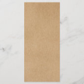 Hochzeitsempfang Danke an die rustikale Platzkarte Menükarte (Rückseite)