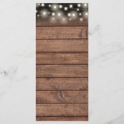 Hochzeitsempfang Danke an die rustikale Platzkarte Menükarte (Rückseite)