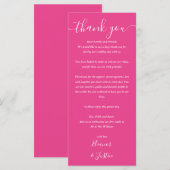 Hochzeitsempfang Danke, dass du heiß rosa Platzkar Menükarte (Vorne/Hinten)