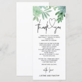 Hochzeitsempfang Danke, dass Sie die Umgebung grün Menükarte (Vorne/Hinten)