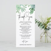 Hochzeitsempfang Danke, dass Sie die Umgebung grün Menükarte (Stehend Vorderseite)